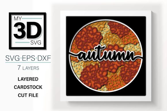 3D Autumn with Flowers SVG Design