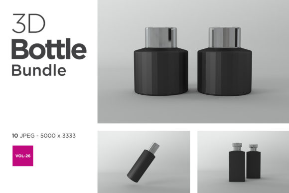 3D Bottle Mockup Bundle Vol-26