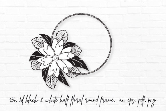 3D Christmas Black White Floral Frame