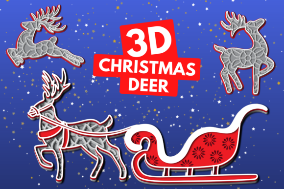 3D Christmas Deer SVG Bundle