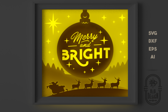 3D Christmas Merry Bright Shadow Box