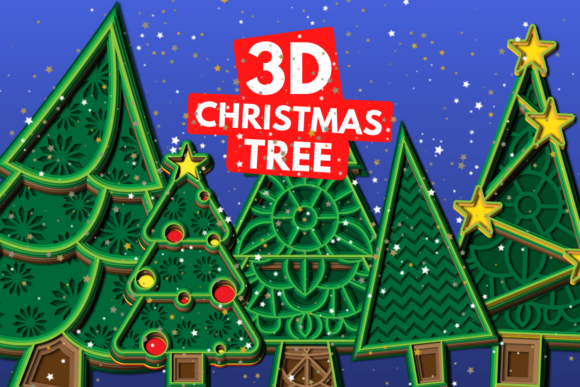 3D Christmas Trees SVG Bundle