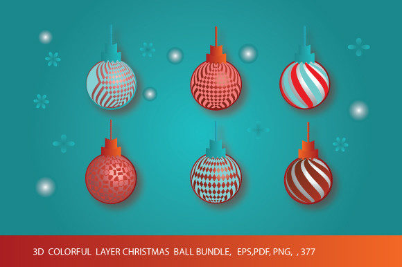 3D Colorful Christmas Ball Bundle Art
