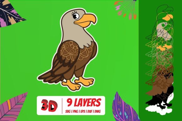 3D Eagle SVG Cut File