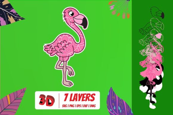 3D Flamingo SVG Cut File