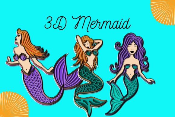 3D Mermaids SVG Bundle
