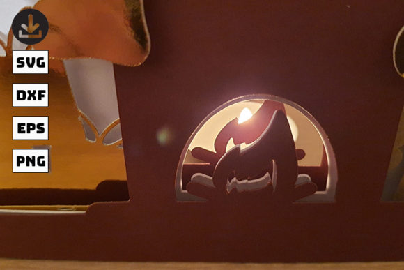 3D Papercut Christmas Fireplace, Chimney