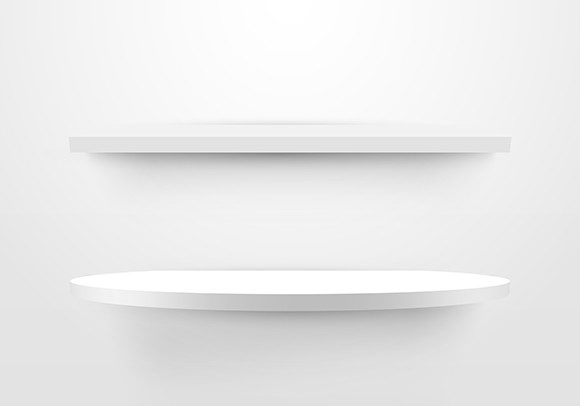 3D White Shelf Minimal Mockup Product