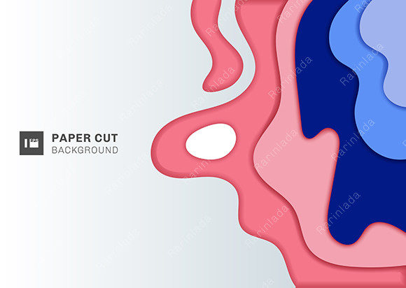 Abstract 3D Fluid Wave Paper Cut Style