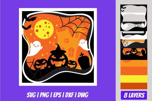 Halloween Shadowbox 3D Layered SVG