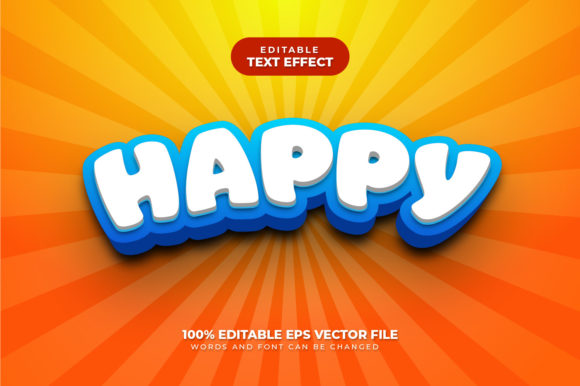 Happy 3D Text Effect, Editable Text