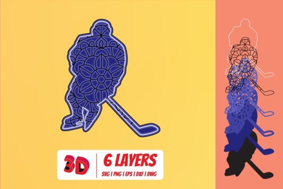 Hockey Player 3D Layered SVG Cut File